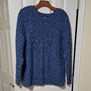 Lands' End Blue Cable Knit Sweater